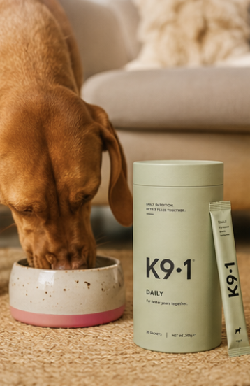 A calm dog in a modern home